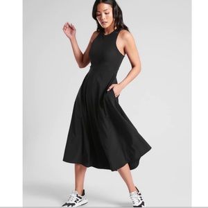 NWT Athleta Black Winona Midi Support Dress Small